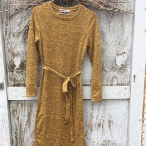 Bailey Blue Midi Tie Waist Mustard Dress Small